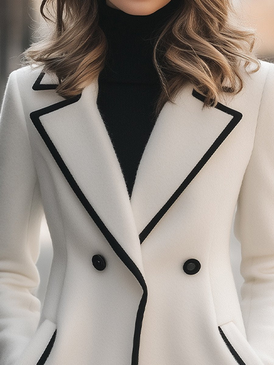 Zara | Double Breasted White Coat Trim - Lumina Vancouver - Lumina Vancouver