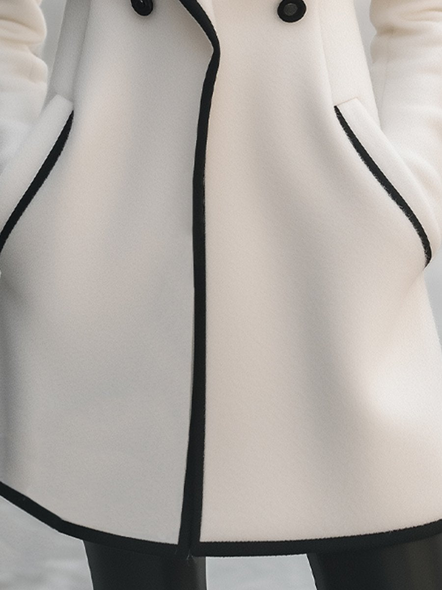 Zara | Double Breasted White Coat Trim - Lumina Vancouver - Lumina Vancouver