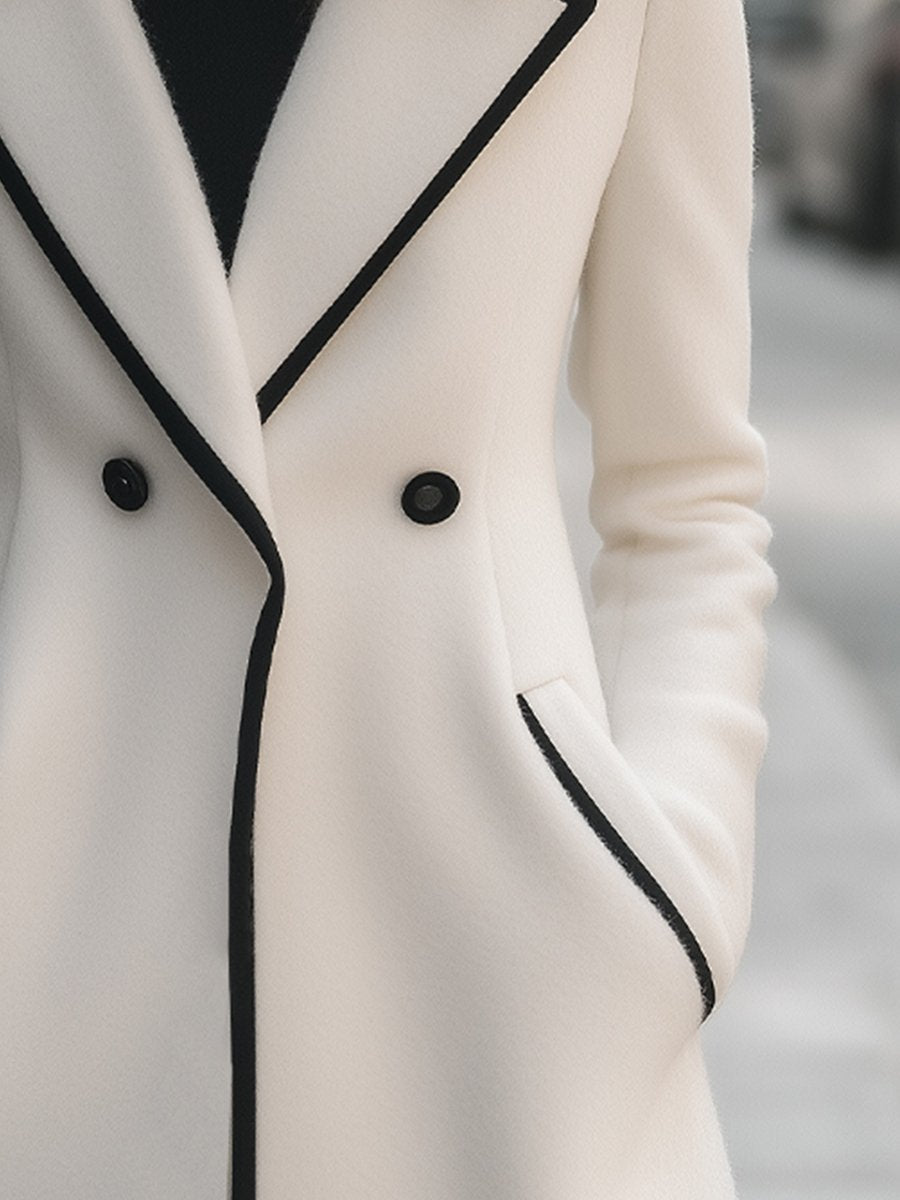 Zara | Double Breasted White Coat Trim - Lumina Vancouver - Lumina Vancouver