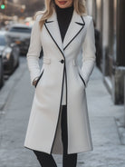 Isabelle | Long White Coat Contrast Trim - Lumina Vancouver - Lumina Vancouver