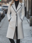 Isabelle | Long White Coat Contrast Trim - Lumina Vancouver - Lumina Vancouver