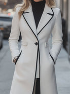Isabelle | Long White Coat Contrast Trim - Lumina Vancouver - Lumina Vancouver