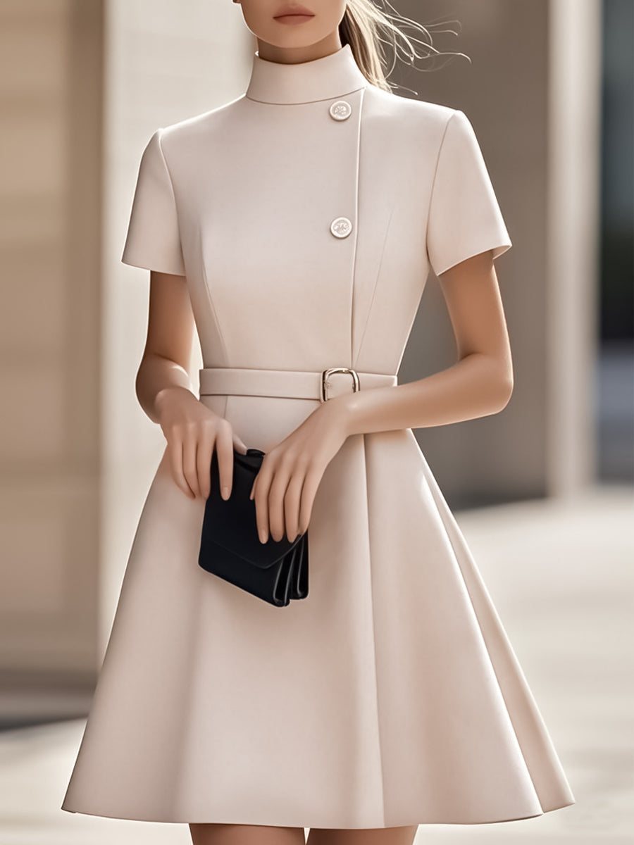 Isabelle | High Neck Belted Dress - Lumina Vancouver - Lumina Vancouver