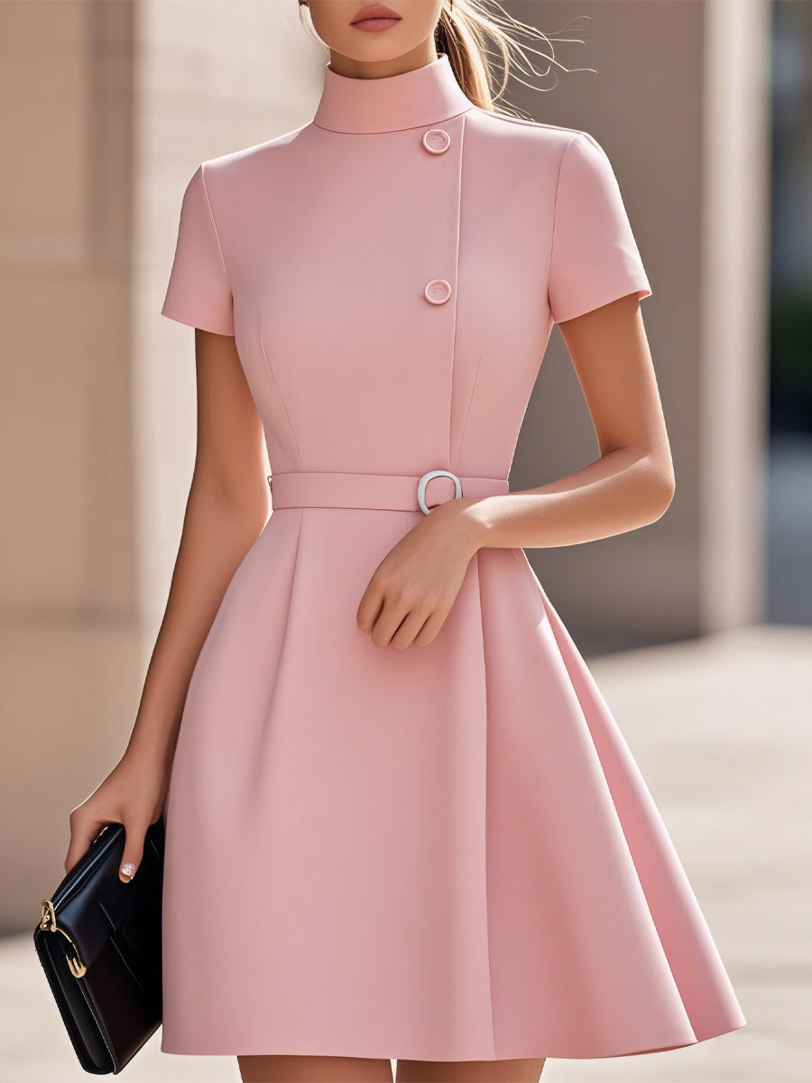 Isabelle | High Neck Belted Dress - Lumina Vancouver - Lumina Vancouver