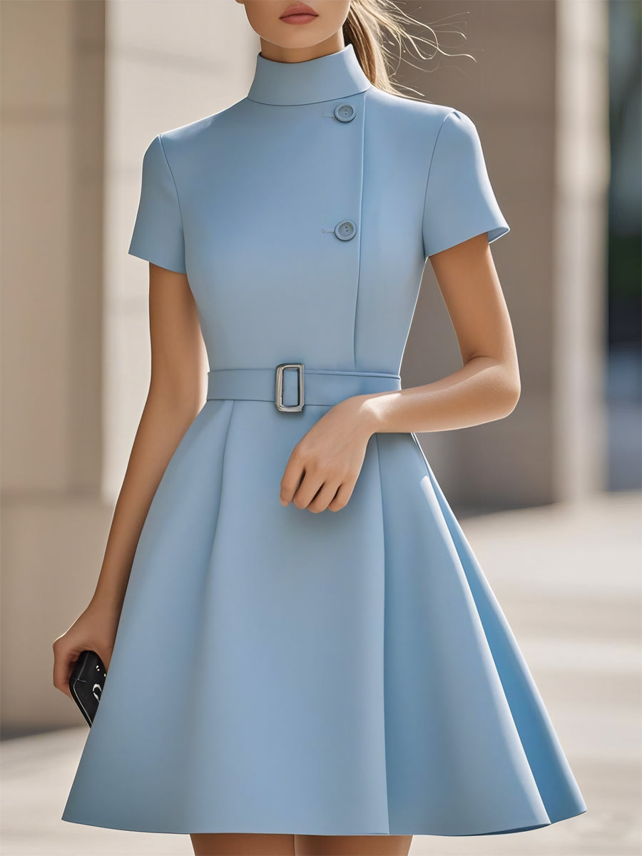 Isabelle | High Neck Belted Dress - Lumina Vancouver - Lumina Vancouver