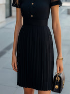 Luna | Sheer High Neck Pleated Dress - Lumina Vancouver - Lumina Vancouver