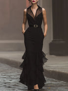 Luna | Sleeveless Black Belted Maxi Dress - Lumina Vancouver - Lumina Vancouver