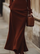 Mira | Chocolate Brown Turtleneck Dress - Lumina Vancouver - Lumina Vancouver