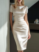 Luna | Satin Pencil Dress Fitted Waist - Lumina Vancouver - Lumina Vancouver