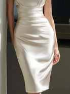 Luna | Satin Pencil Dress Fitted Waist - Lumina Vancouver - Lumina Vancouver