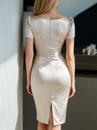 Luna | Satin Pencil Dress Fitted Waist - Lumina Vancouver - Lumina Vancouver