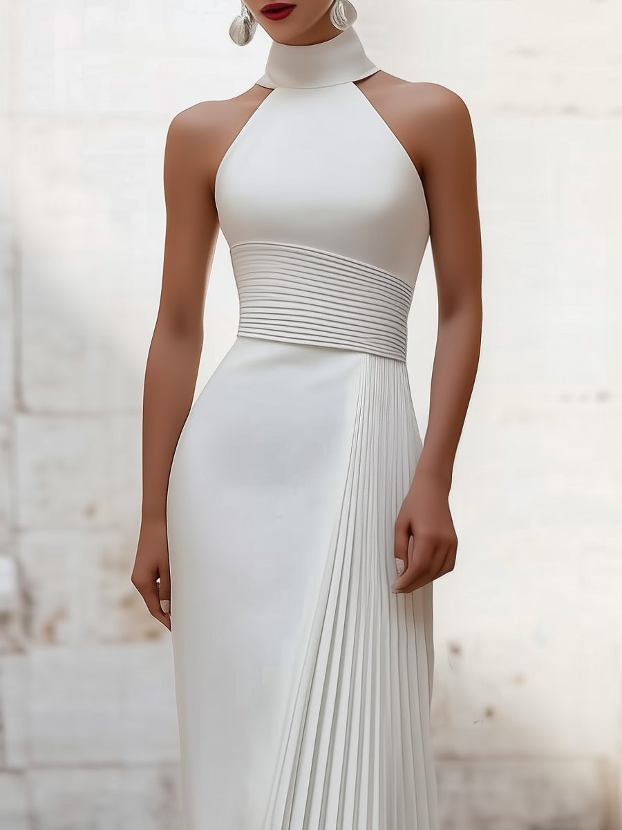 Isabelle | Pleated Halter-Neck Gown - Lumina Vancouver - Lumina Vancouver