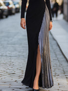 Isabelle | Silver Tuxedo Slit Gown - Lumina Vancouver - Lumina Vancouver