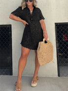 Women's Denim Shirt Dress - Short Sleeve Button Down - Casual Relaxed Fit by Lumina Vancouver
