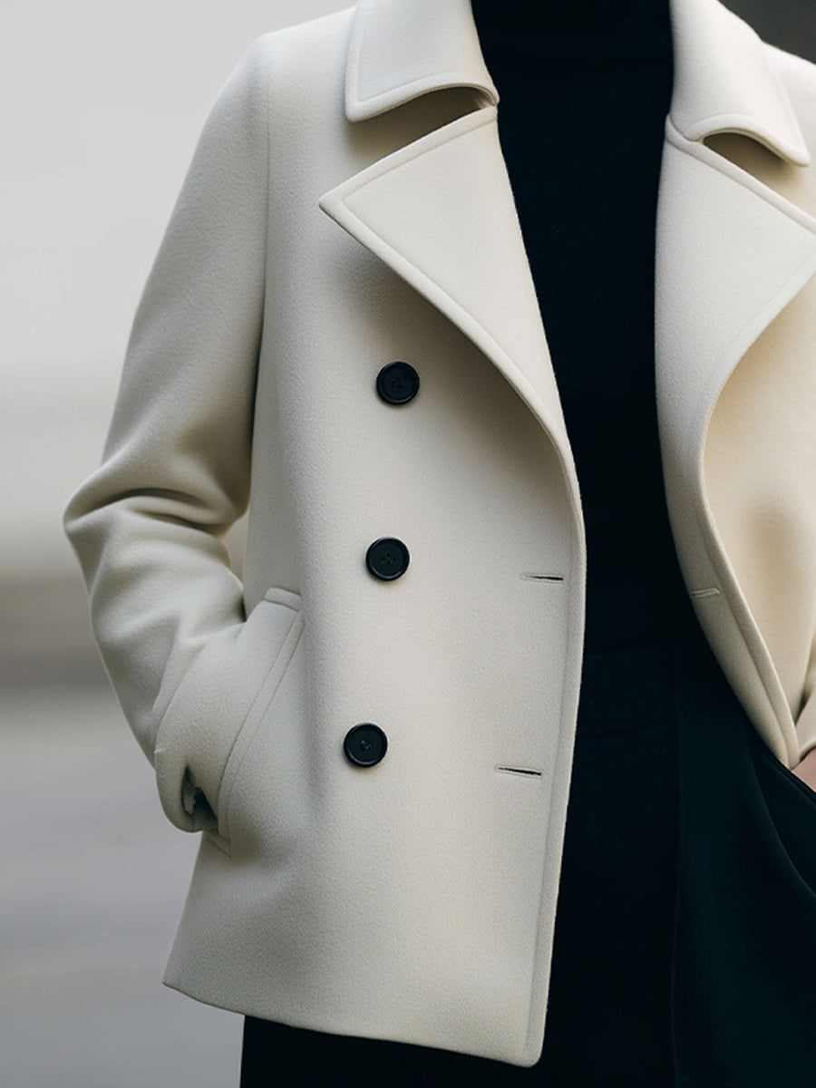 Ivory | Short Double-Breasted Coat - Lumina Vancouver - Lumina Vancouver