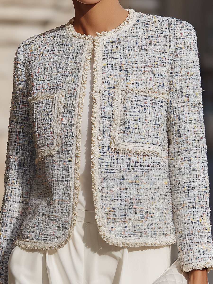 Elena | Tweed Jacket with Contrast Trim - Lumina Vancouver - Lumina Vancouver