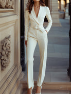 Isabelle | Ivory Belted Jumpsuit - Lumina Vancouver - Lumina Vancouver