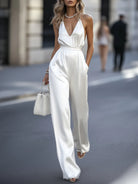 Mira | Satin Halter Jumpsuit With Chain - Lumina Vancouver - Lumina Vancouver