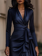 Luna | Satin Maxi Dress Ruffle Hem - Lumina Vancouver - Lumina Vancouver