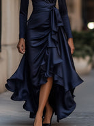 Luna | Satin Maxi Dress Ruffle Hem - Lumina Vancouver - Lumina Vancouver