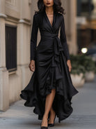 Luna | Satin Maxi Dress Ruffle Hem - Lumina Vancouver - Lumina Vancouver
