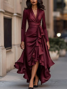 Luna | Satin Maxi Dress Ruffle Hem - Lumina Vancouver - Lumina Vancouver