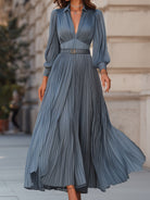 Mooya | Steel Blue Pleated Midi Dress - Lumina Vancouver - Lumina Vancouver