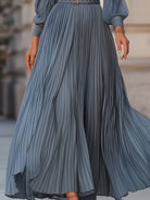 Mooya | Steel Blue Pleated Midi Dress - Lumina Vancouver - Lumina Vancouver