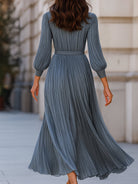 Mooya | Steel Blue Pleated Midi Dress - Lumina Vancouver - Lumina Vancouver