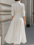 Luna | Belted Shirt Dress Pleated Skirt - Lumina Vancouver - Lumina Vancouver