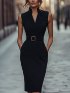 Isabelle | Belted Sleeveless Sheath Dress - Lumina Vancouver - Lumina Vancouver