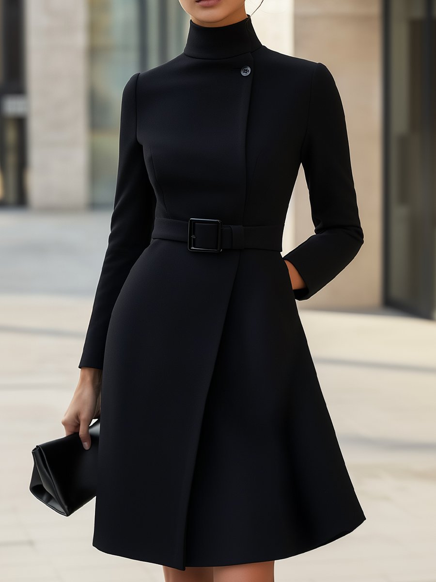 Nina | Asymmetric Belted A-Line Dress - Lumina Vancouver - Lumina Vancouver