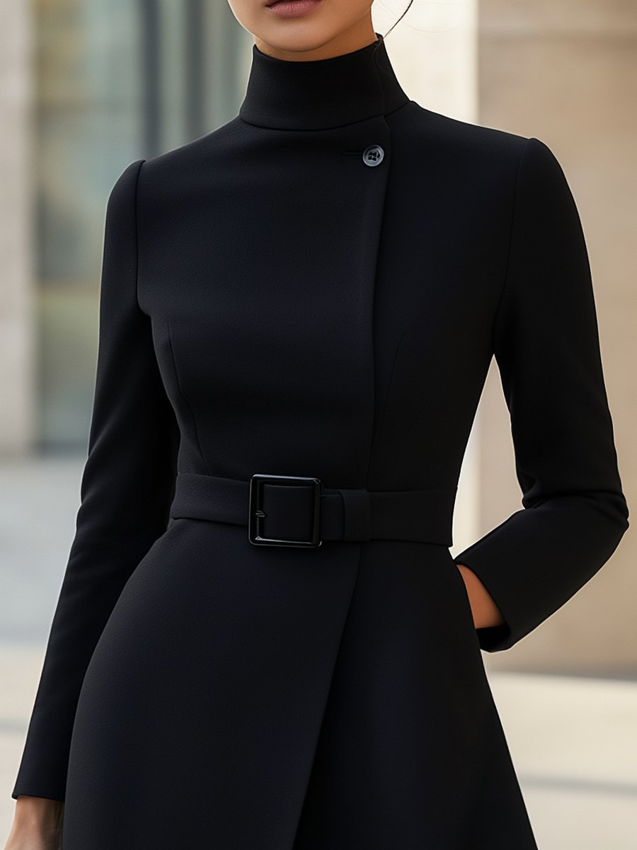 Nina | Asymmetric Belted A-Line Dress - Lumina Vancouver - Lumina Vancouver