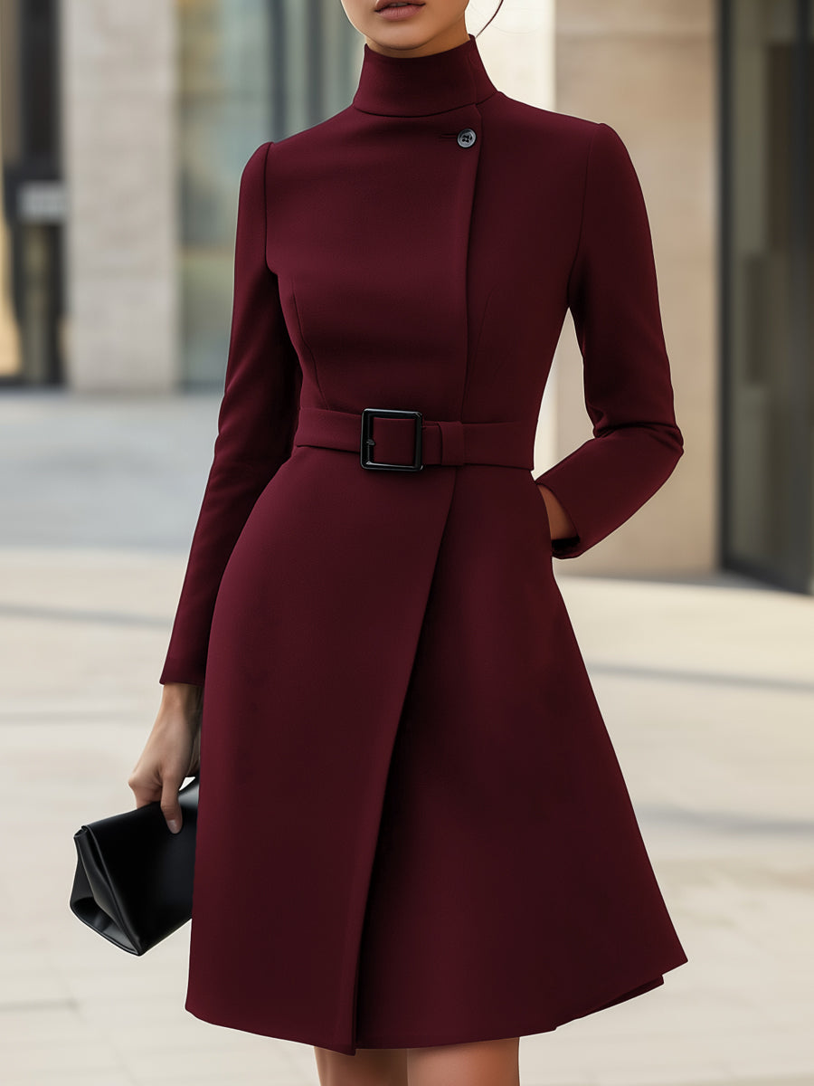 Nina | Asymmetric Belted A-Line Dress - Lumina Vancouver - Lumina Vancouver