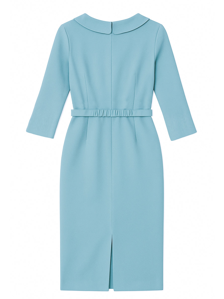 Luna | Draped Collar Pencil Midi Dress - Lumina Vancouver - Lumina Vancouver