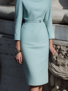 Luna | Draped Collar Pencil Midi Dress - Lumina Vancouver - Lumina Vancouver