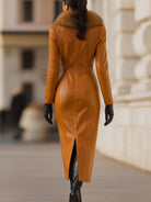 Mira | Faux Leather Maxi Dress With Fur - Lumina Vancouver - Lumina Vancouver