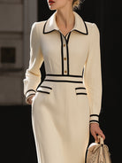 Luna | Contrast Trim Midi Dress Buttons - Lumina Vancouver - Lumina Vancouver