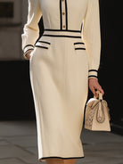 Luna | Contrast Trim Midi Dress Buttons - Lumina Vancouver - Lumina Vancouver