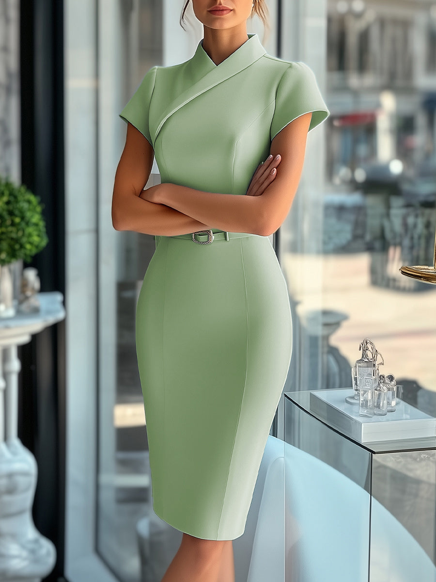 Alessandra | Asymmetrical Dress With Belt - Lumina Vancouver - Lumina Vancouver