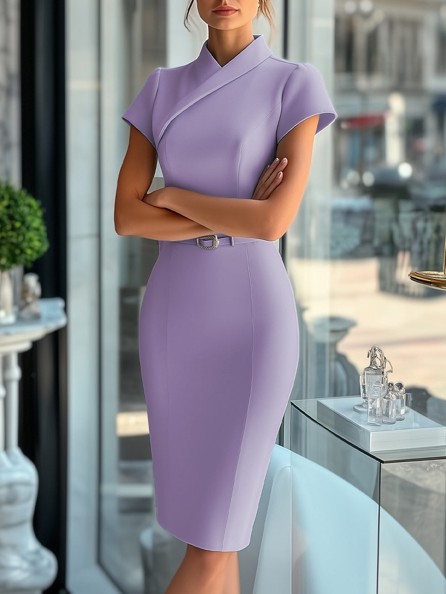 Alessandra | Asymmetrical Dress With Belt - Lumina Vancouver - Lumina Vancouver