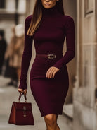 Luna | Stretch Cotton Turtleneck Dress - Lumina Vancouver - Lumina Vancouver