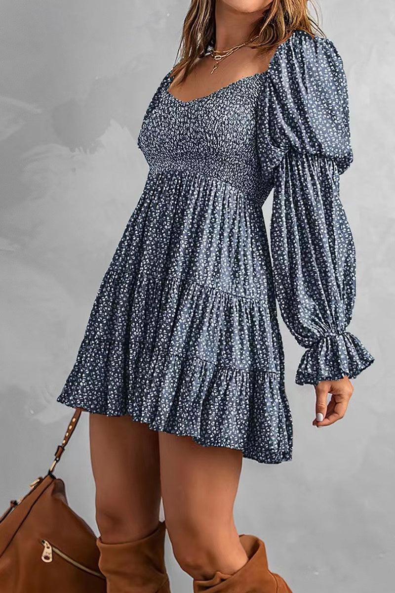 Women's Off-Shoulder Mini Dress - Smocked Bodice - Long Sleeve Tiered Skirt by Lumina Vancouver