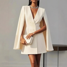 Women’s Mini Dress – Tailored Fit – Double-Breasted – Shawl Cape – V-Neck Structured by Lumina Vancouver