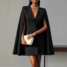 Women’s Mini Dress – Tailored Fit – Double-Breasted – Shawl Cape – V-Neck Structured by Lumina Vancouver