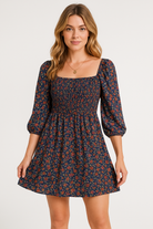 Women’s A-Line Dress – Shirred Bodice – Puff Sleeve – U-Neck – Mini Lightweight Fit by Lumina Vancouver