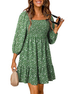 Women’s A-Line Dress – Shirred Bodice – Puff Sleeve – U-Neck – Mini Lightweight Fit by Lumina Vancouver