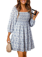 Women’s A-Line Dress – Shirred Bodice – Puff Sleeve – U-Neck – Mini Lightweight Fit by Lumina Vancouver