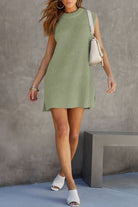 Women's Knitted Sweater Dress - Sleeveless Ribbed Design - High Neck Relaxed Fit by Lumina Vancouver
