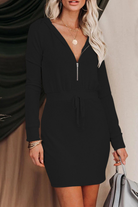 Women's Hoodie Dress - Zip Up - Long Sleeve - Adjustable Waist - Casual Stylish by Lumina Vancouver